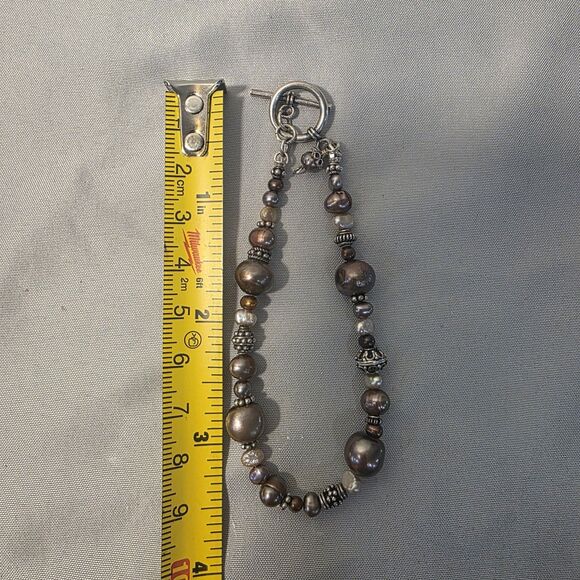 VINTAGE STERLING SILVER 925 AND PEARL BRACELET - Picture 2 of 3